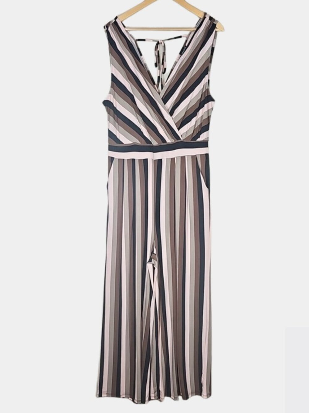 NWT Torrid Studio Knit Surplice Jumpsuit Sz 1  Striped Wide Leg Boho Plus Size